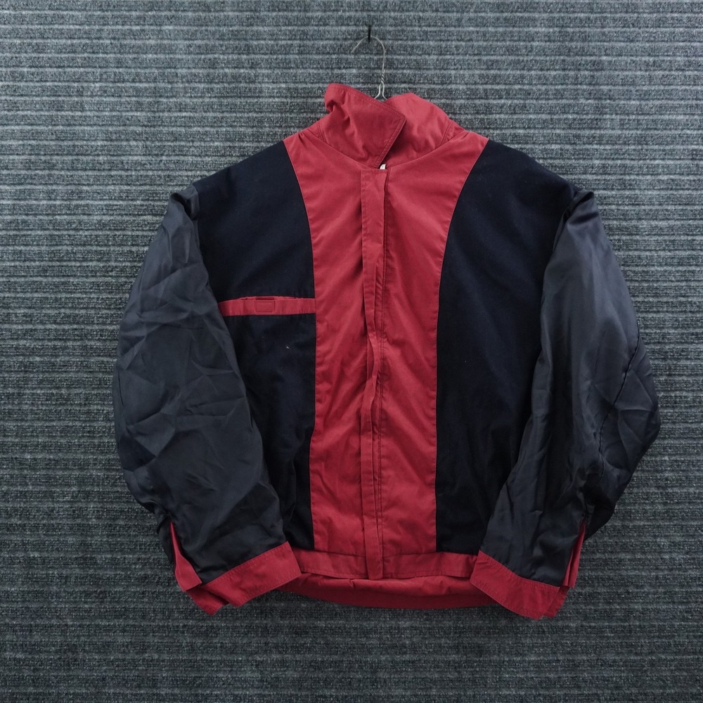 Claiborne‎ Microfiber Jacket Mens XL Red Black Colorblock Full Zip Lightweight